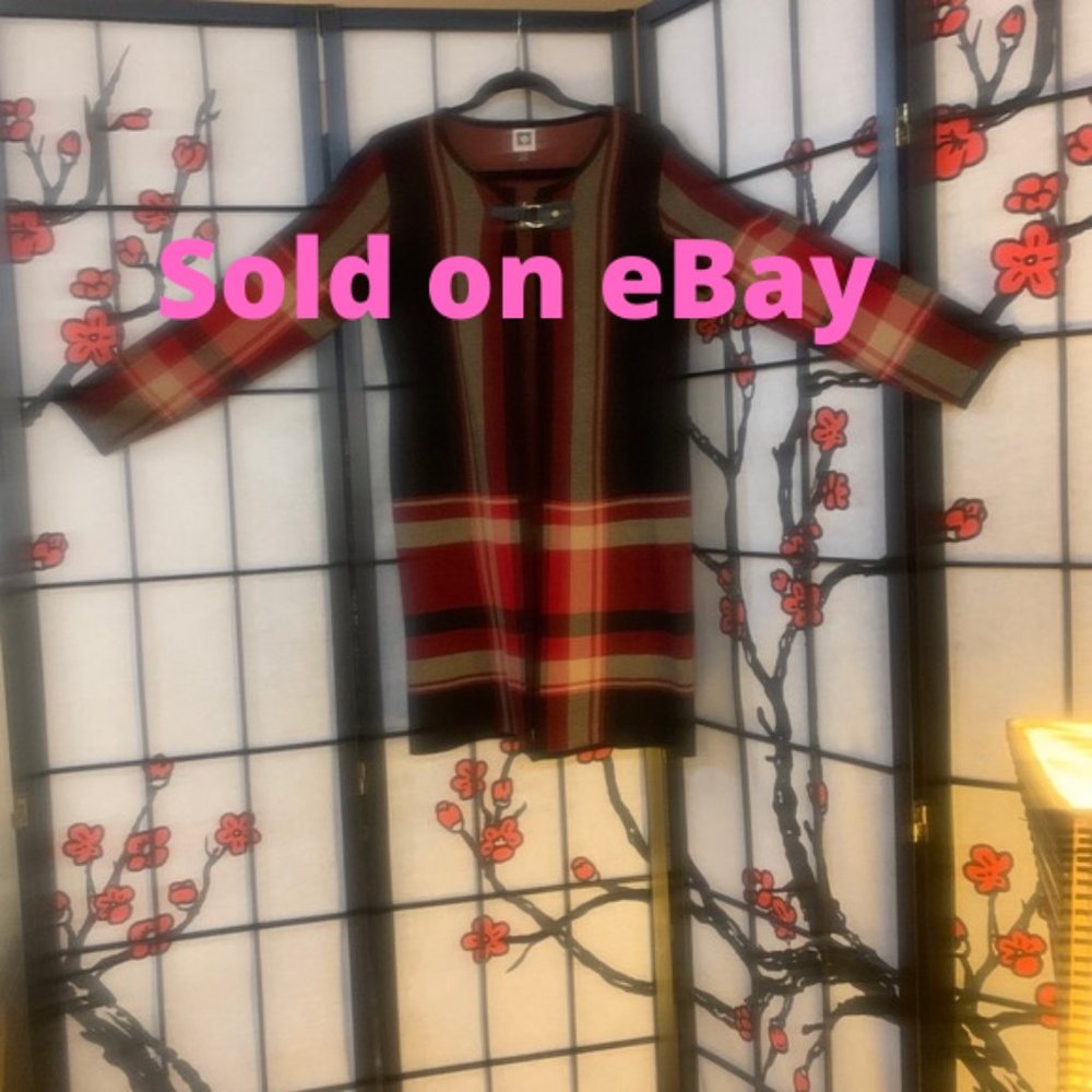 Anne Klein Plaid Cardigan, Size M